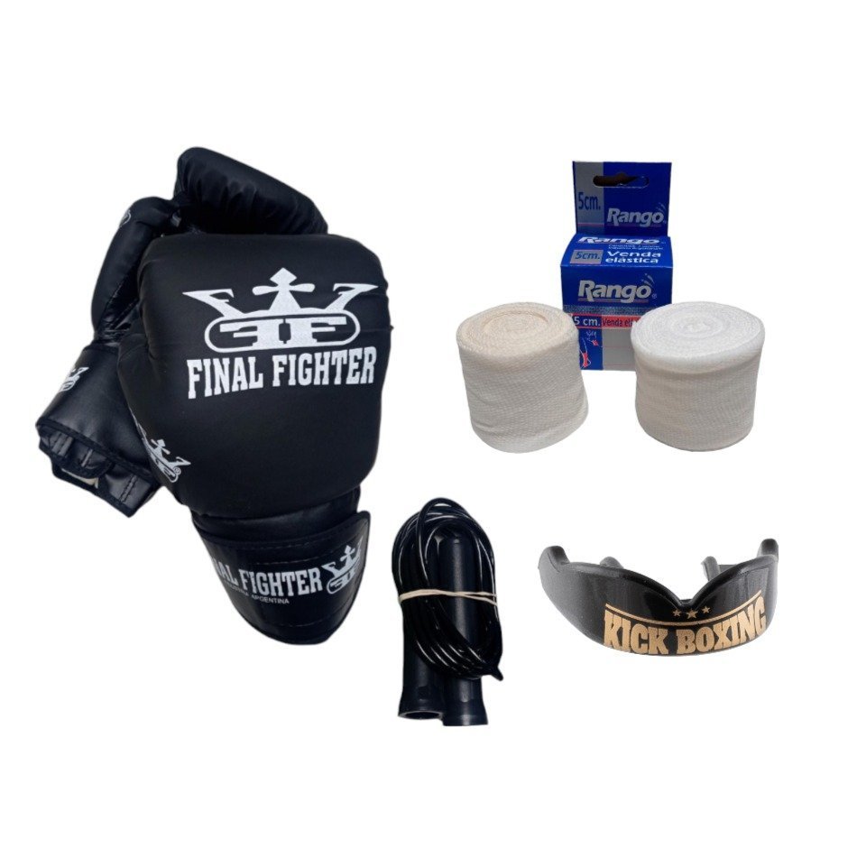 Combo Kit Guantes + Vendas + Bucal + Soga