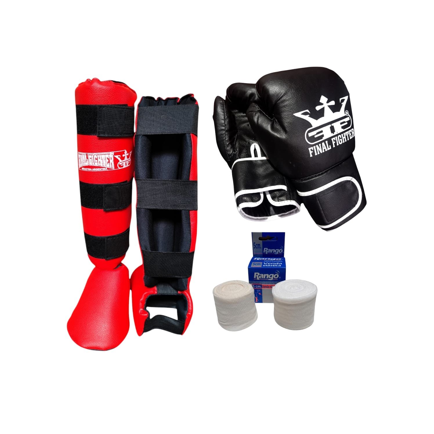 Combo Tibiales Champion + Guantes Champion + vendas